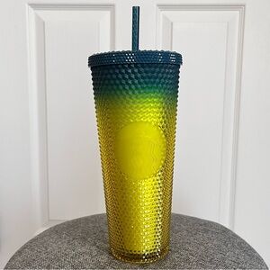 NWT Starbucks Gradient Lemon Yellow Blue Studded Venti 24 oz Tumbler 2023 Fall